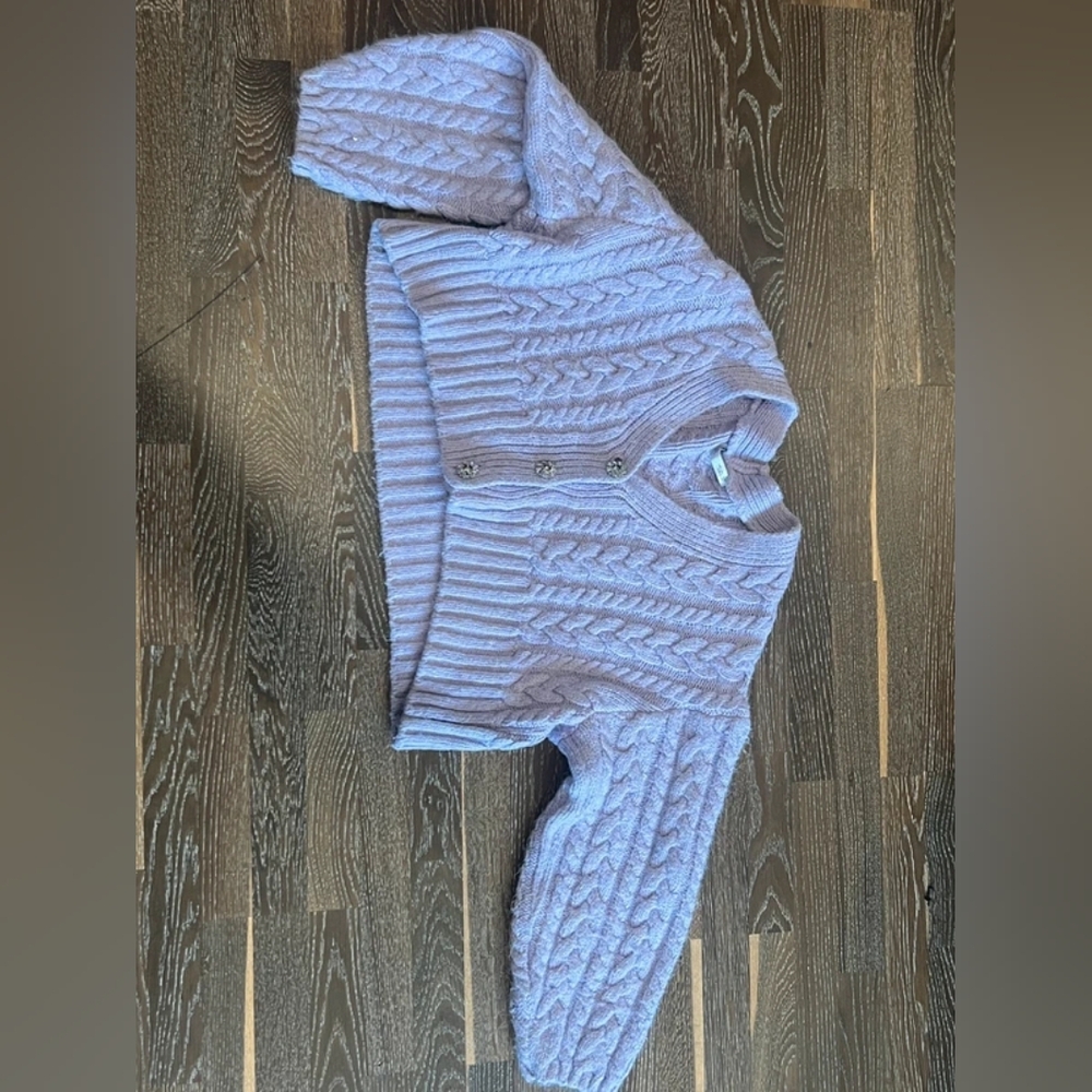Cable Knit Cropped Sweater - Lavender